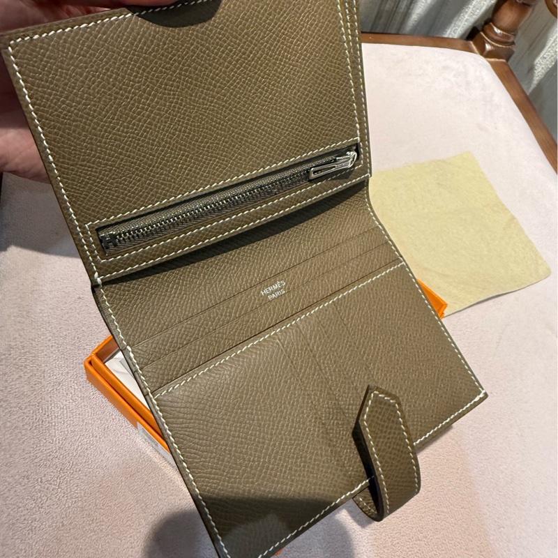爱马仕Hermes bearn钱包短夹大象灰银扣 Y刻-8