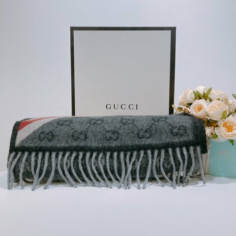TW4548 Gucci 古馳長款圍巾 Sherry Line GG Logo Scarf 75% Wool x 25% Slik