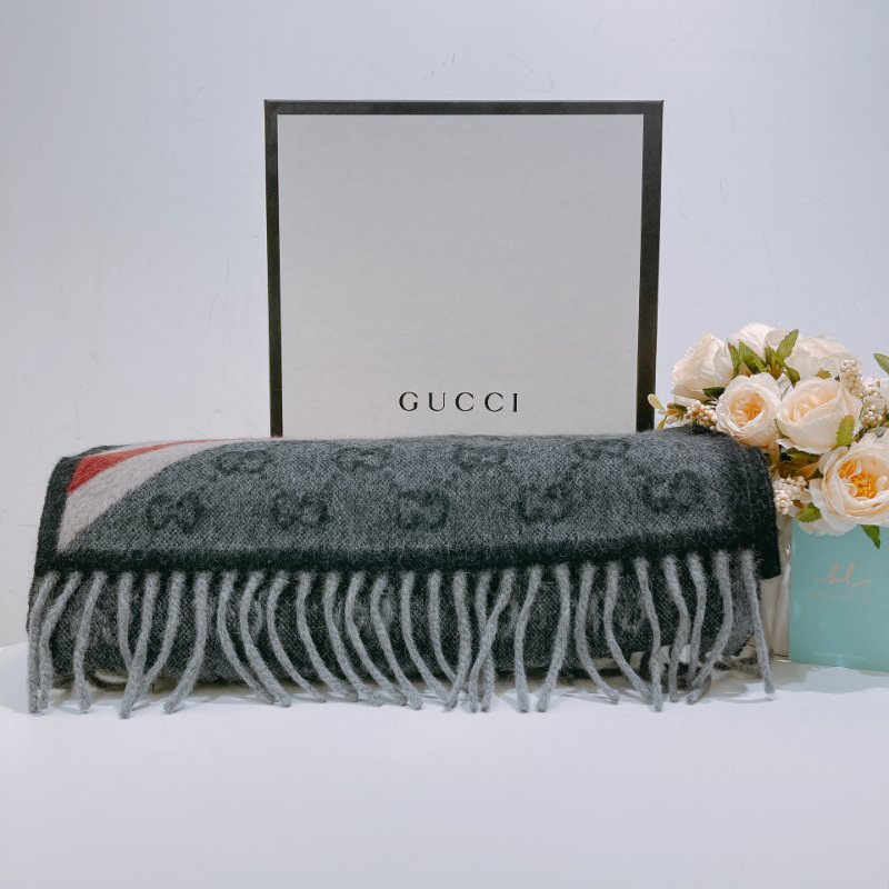 TW4548 Gucci 古馳長款圍巾 Sherry Line GG Logo Scarf 75% Wool x 25% Slik-0