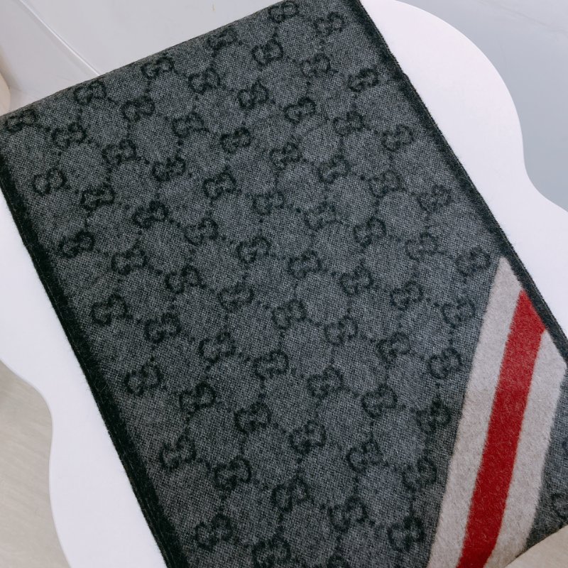 TW4548 Gucci 古馳長款圍巾 Sherry Line GG Logo Scarf 75% Wool x 25% Slik-4