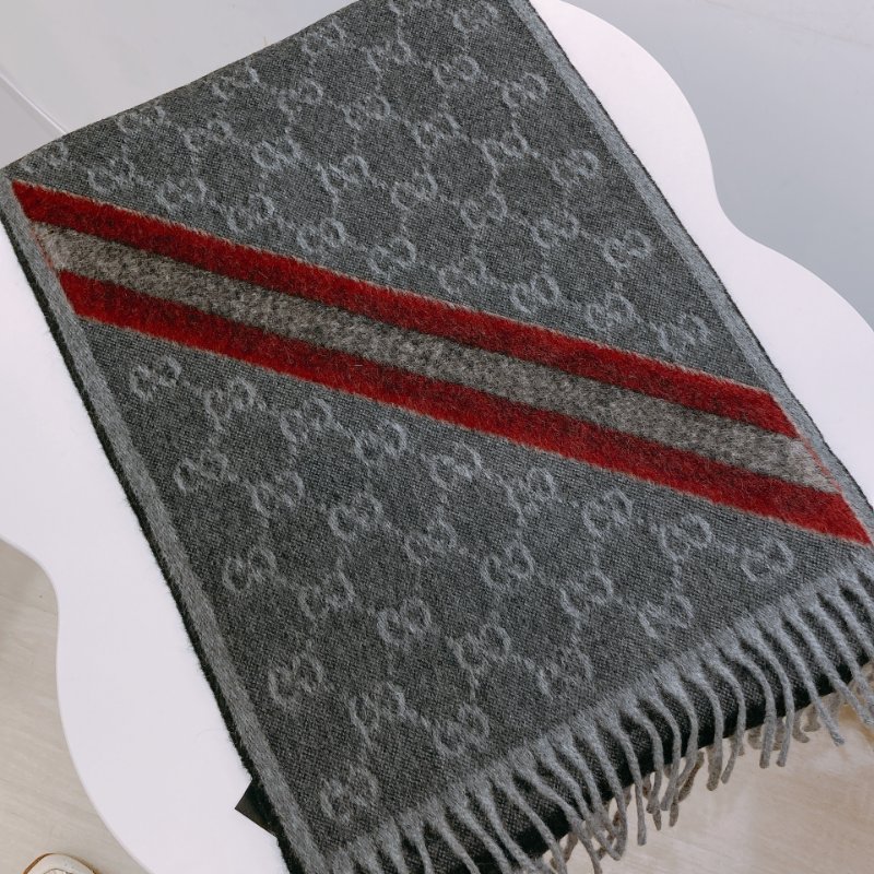 TW4548 Gucci 古馳長款圍巾 Sherry Line GG Logo Scarf 75% Wool x 25% Slik-6