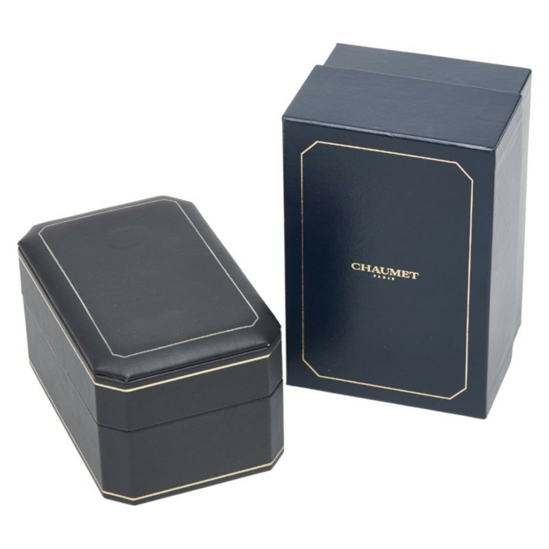 尚美 (Chaumet) 女士長方形石英腕錶,銀色錶盤,不鏽鋼錶殼搭配皮革錶帶-6