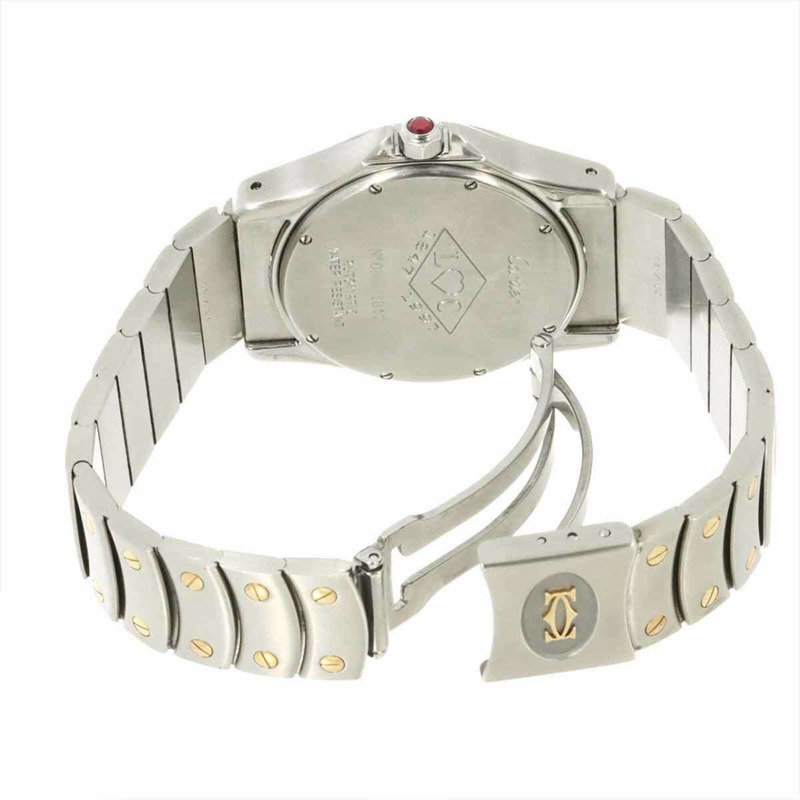 卡地亞山度士圓形GMT雙色腕錶W20038R3 150週年紀念款 男士銀/黃金自動腕錶-3