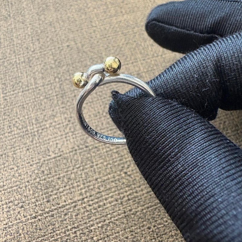 *SHIHNA名牌精品* Tiffany&Co. 18K金 珠扣925純銀線圈戒指-1