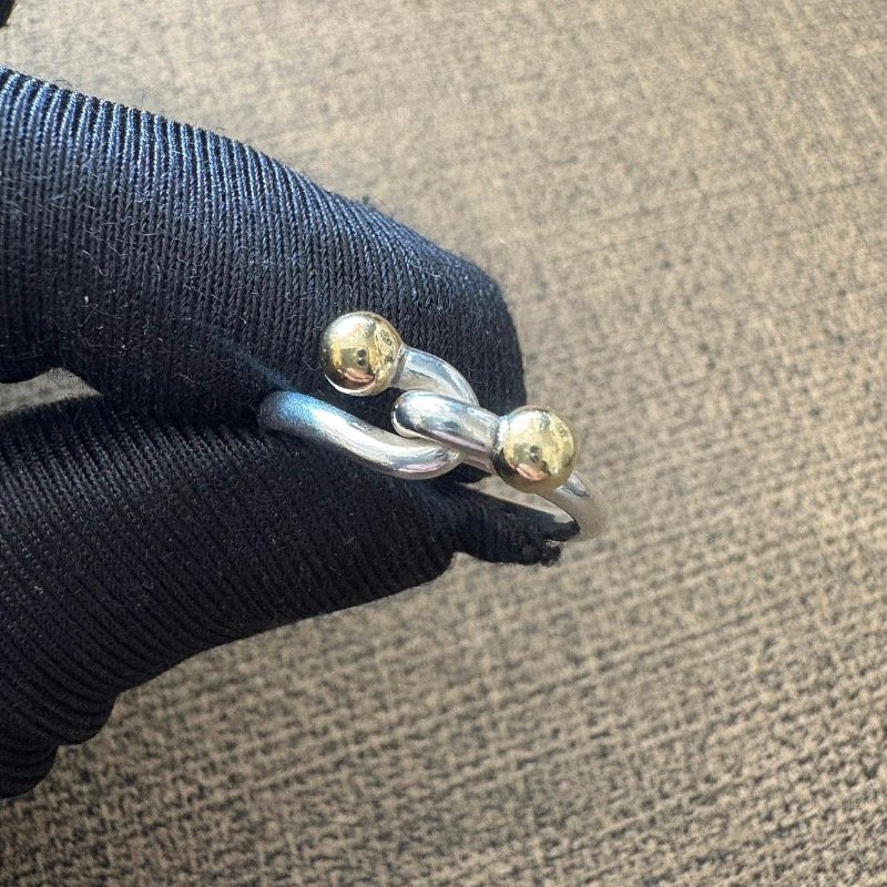 *SHIHNA名牌精品* Tiffany&Co. 18K金 珠扣925純銀線圈戒指-3