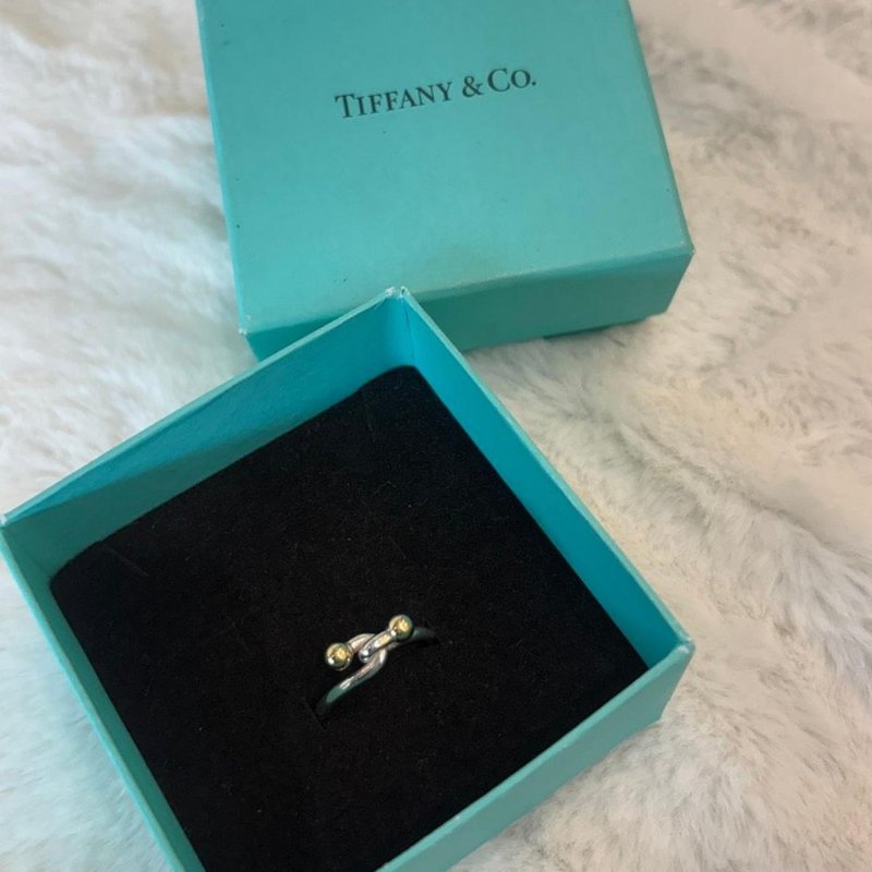 *SHIHNA名牌精品* Tiffany&Co. 18K金 珠扣925純銀線圈戒指-4