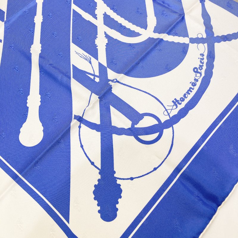 TW4553 Hermes 愛馬仕 方巾Clic Clac Scarf 90 x 90cm Slik Blue x White-3