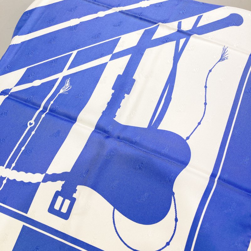TW4553 Hermes 愛馬仕 方巾Clic Clac Scarf 90 x 90cm Slik Blue x White-4