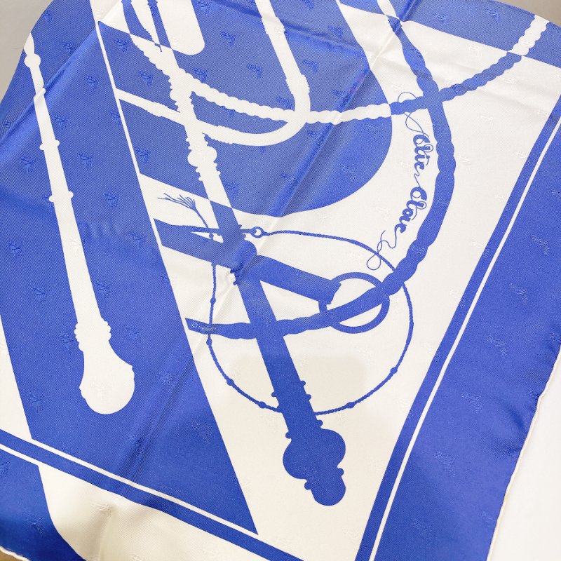 TW4553 Hermes 愛馬仕 方巾Clic Clac Scarf 90 x 90cm Slik Blue x White-5