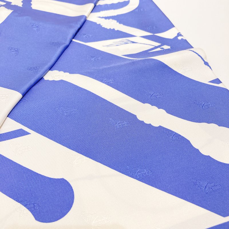 TW4553 Hermes 愛馬仕 方巾Clic Clac Scarf 90 x 90cm Slik Blue x White-6
