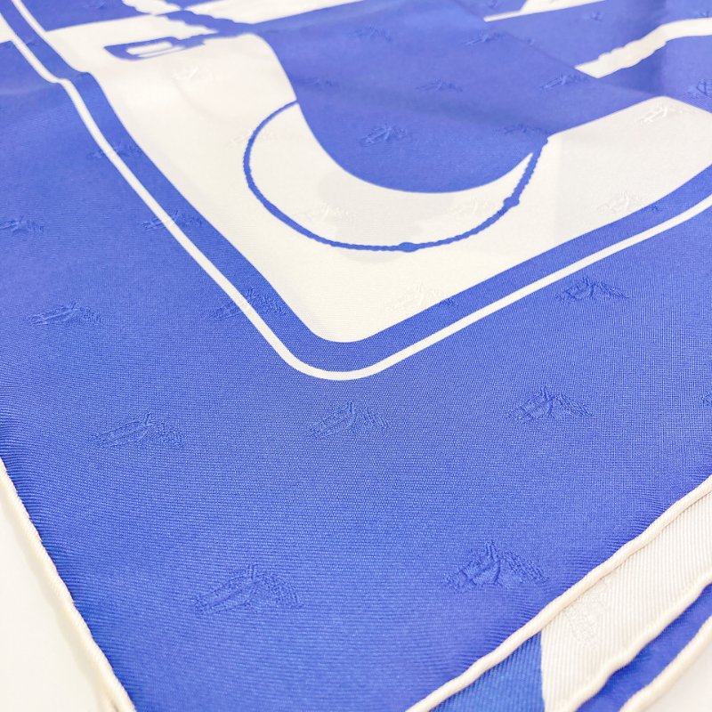 TW4553 Hermes 愛馬仕 方巾Clic Clac Scarf 90 x 90cm Slik Blue x White-7