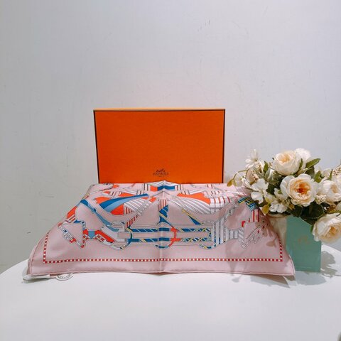 TW4554 Hermes 愛馬仕 方巾Tatersale En Zigzag Scarf 45 x 45cm Silk Pink