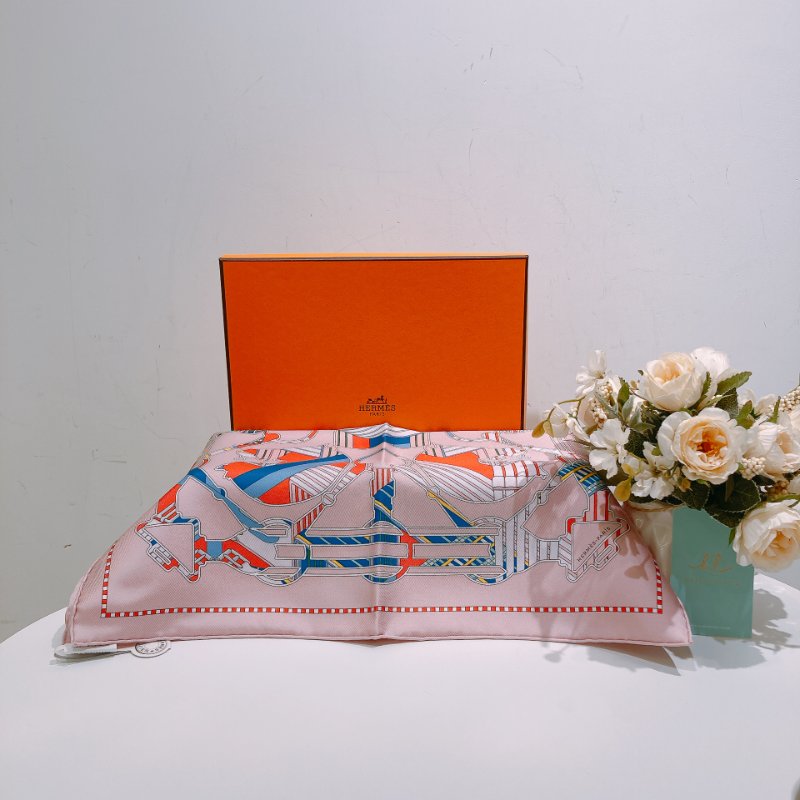 TW4554 Hermes 愛馬仕 方巾Tatersale En Zigzag Scarf 45 x 45cm Silk Pink-0