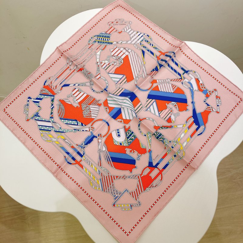 TW4554 Hermes 愛馬仕 方巾Tatersale En Zigzag Scarf 45 x 45cm Silk Pink-1