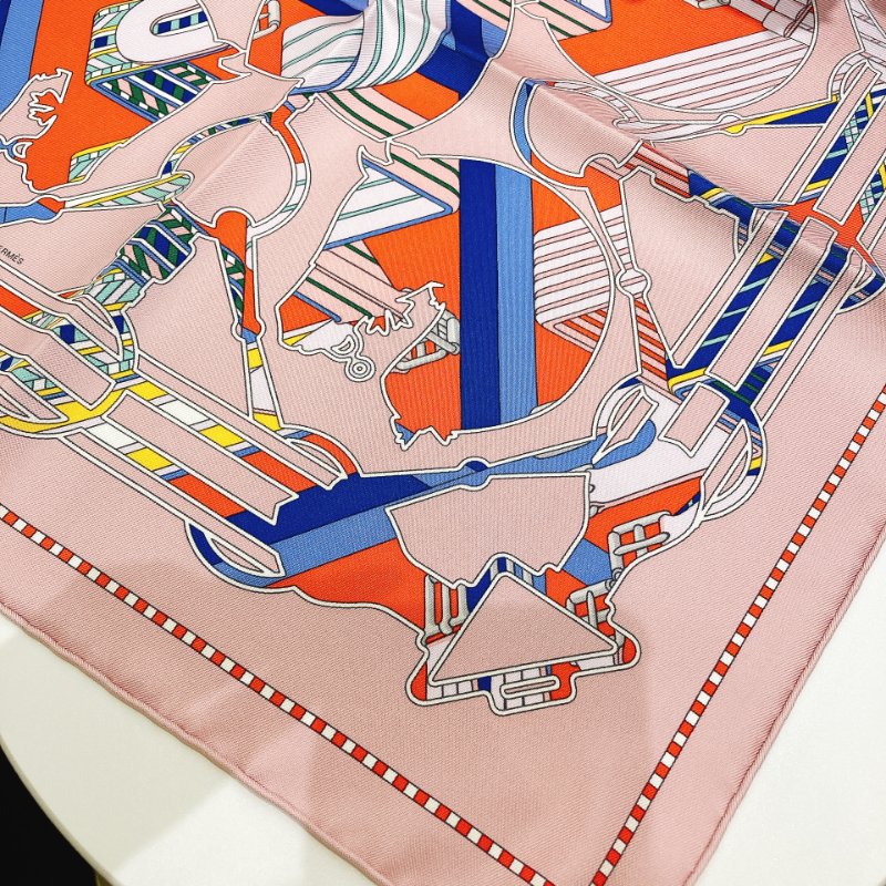 TW4554 Hermes 愛馬仕 方巾Tatersale En Zigzag Scarf 45 x 45cm Silk Pink-3