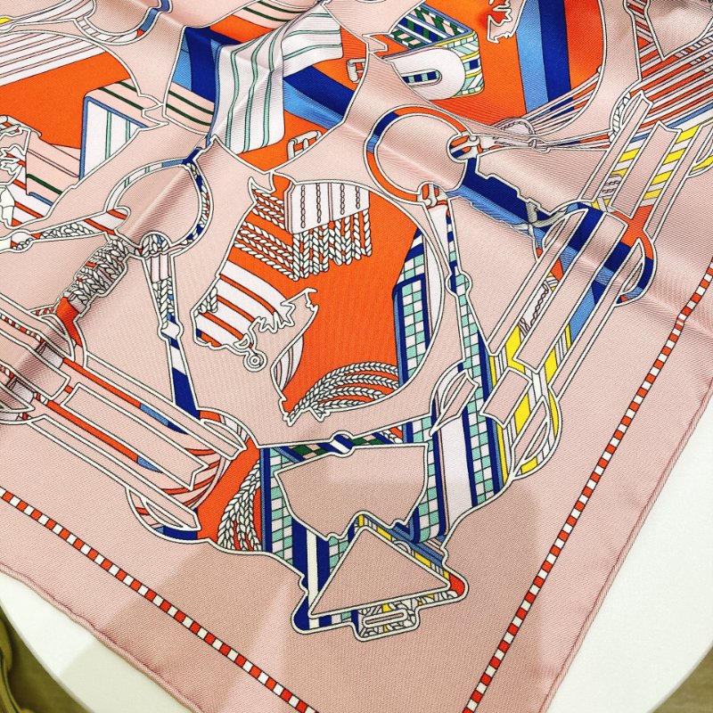 TW4554 Hermes 愛馬仕 方巾Tatersale En Zigzag Scarf 45 x 45cm Silk Pink-5