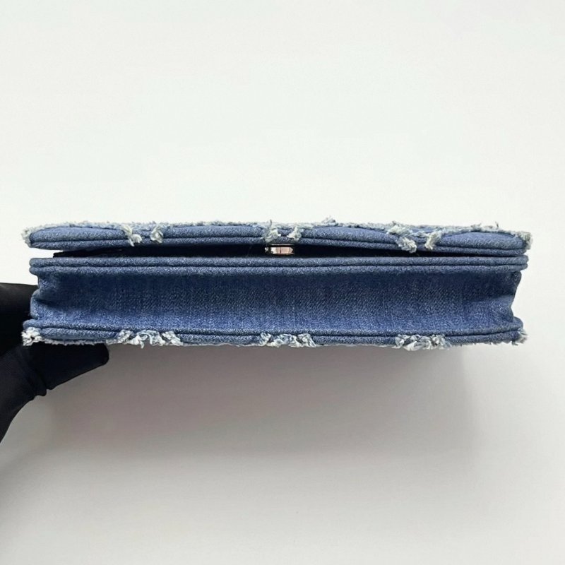 CHANEL 丹寧牛仔woc外縫線單肩斜挎鏈條 19*13*4 98新配件保卡塵袋-4