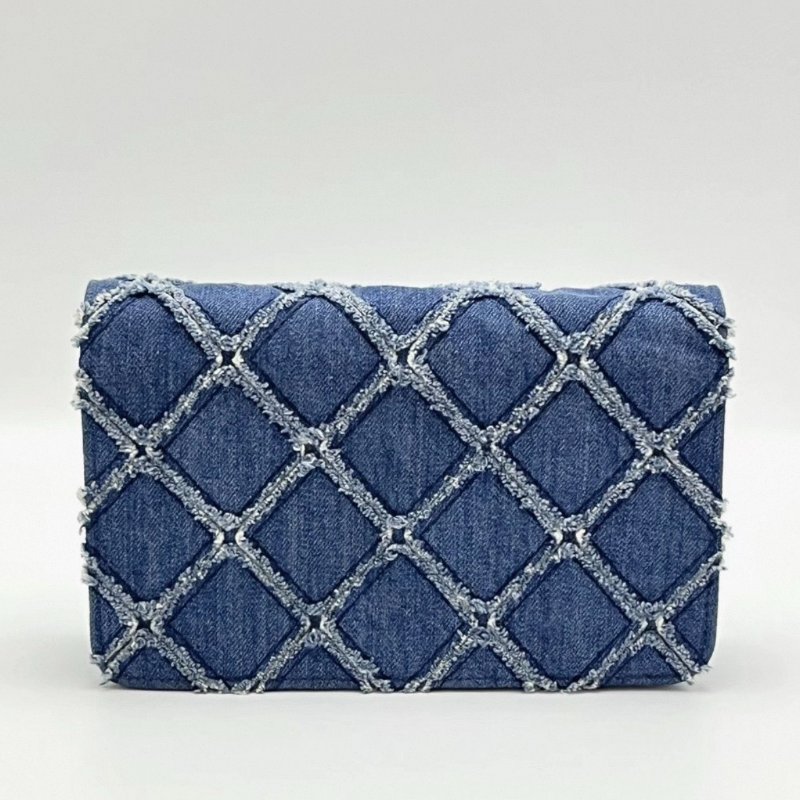 CHANEL 丹寧牛仔woc外縫線單肩斜挎鏈條 19*13*4 98新配件保卡塵袋-5