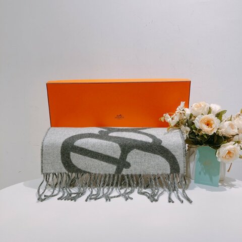 TW4555 Hermes 愛馬仕 100%Casheme 羊絨 長款圍巾 Boucles ET Camails Muffler Scarf 30 x 140cm