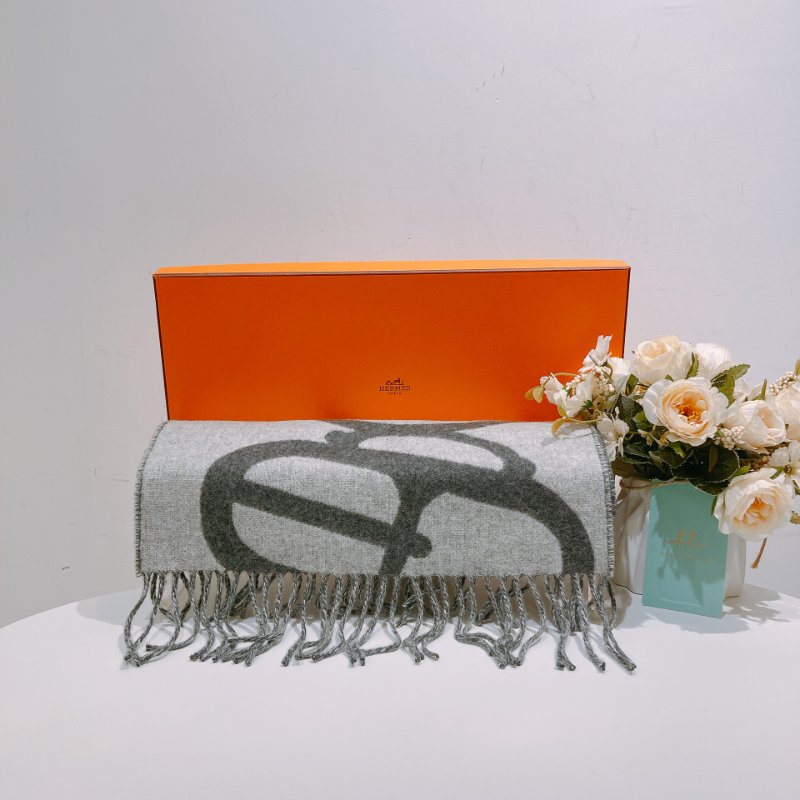 TW4555 Hermes 愛馬仕 100%Casheme 羊絨 長款圍巾 Boucles ET Camails Muffler Scarf 30 x 140cm-0