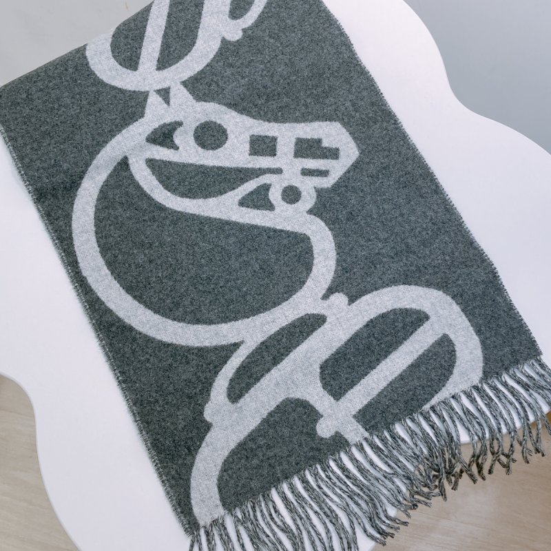 TW4555 Hermes 愛馬仕 100%Casheme 羊絨 長款圍巾 Boucles ET Camails Muffler Scarf 30 x 140cm-1