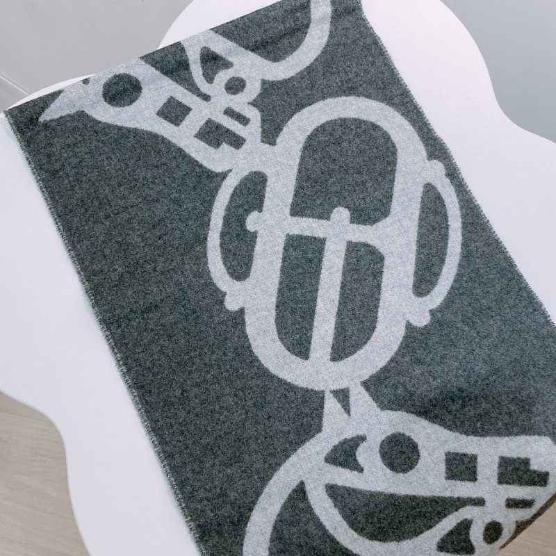 TW4555 Hermes 愛馬仕 100%Casheme 羊絨 長款圍巾 Boucles ET Camails Muffler Scarf 30 x 140cm-2
