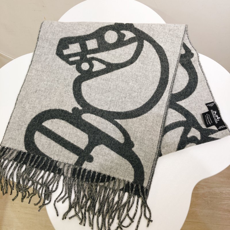 TW4555 Hermes 愛馬仕 100%Casheme 羊絨 長款圍巾 Boucles ET Camails Muffler Scarf 30 x 140cm-8