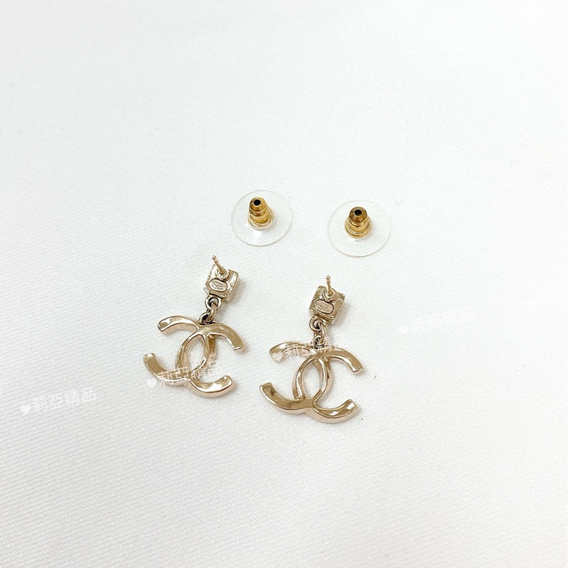 莉亞精品♡Chanel 24P 金色鑽垂吊耳環 全新-3