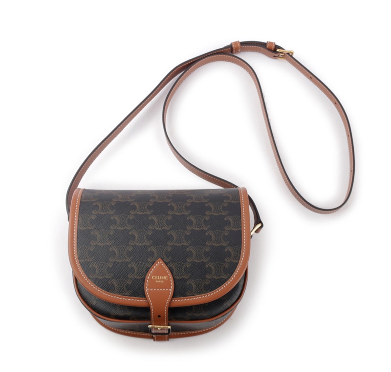 Celine TRIOMPHE帆布中型FOLCO 馬鞍包-0