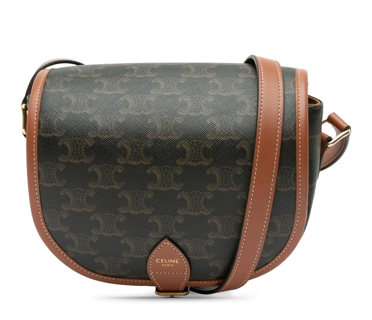 Celine TRIOMPHE帆布中型FOLCO 馬鞍包-2