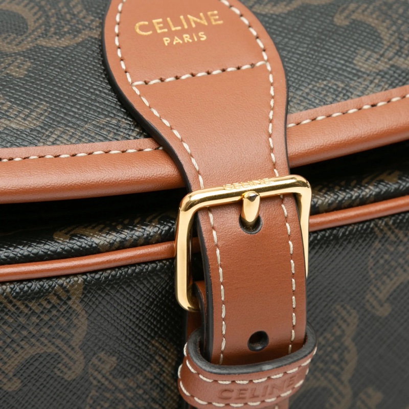 Celine TRIOMPHE帆布中型FOLCO 馬鞍包-4