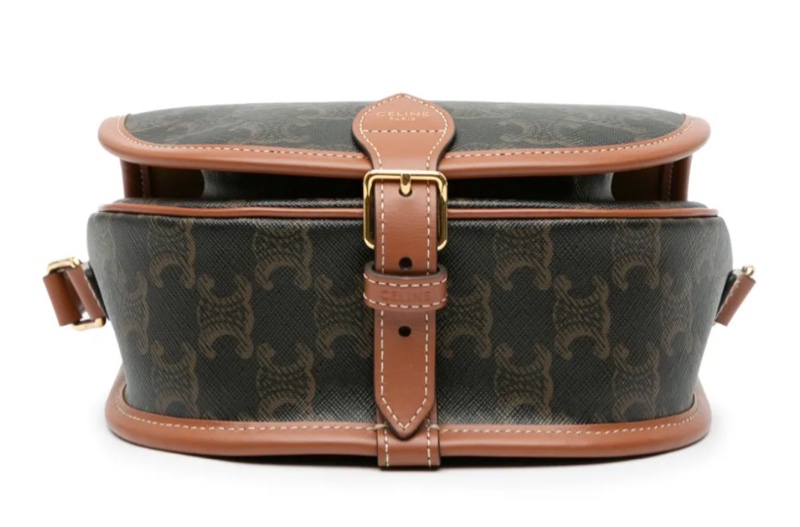 Celine TRIOMPHE帆布中型FOLCO 馬鞍包-6