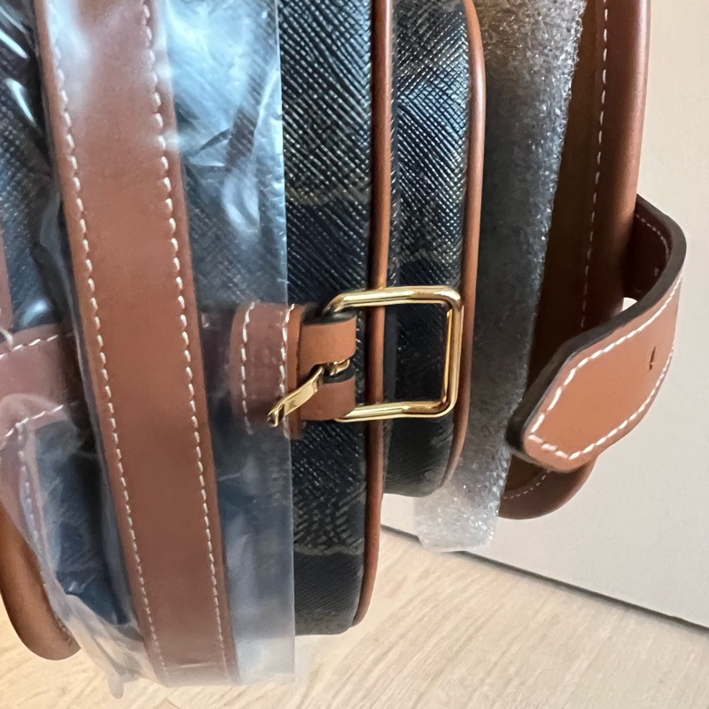 Celine TRIOMPHE帆布中型FOLCO 馬鞍包-6