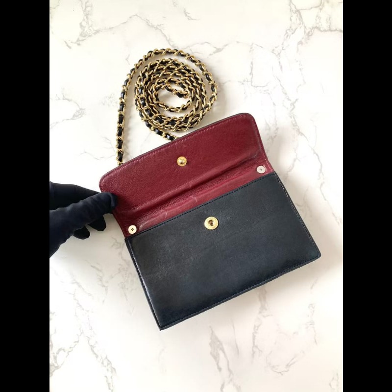 【LA LUNE】中古包 Chanel黑色小羊皮革斜背包 單肩包 側背包 二手包 古董包-3