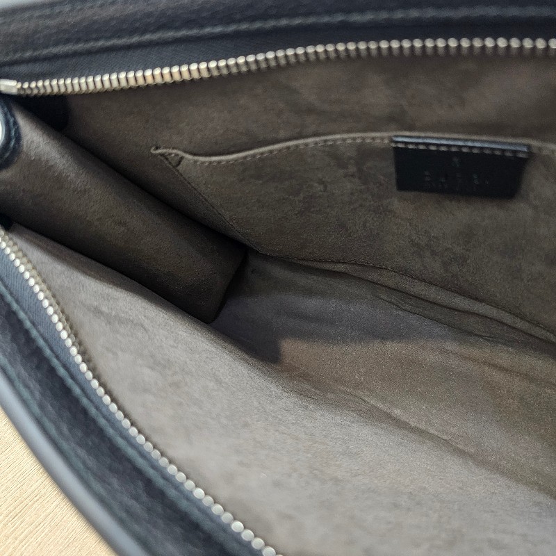 [ 回饋福利出清❣️] Gucci黑牛皮帆布織帶刺繡拉鏈手拿包-15