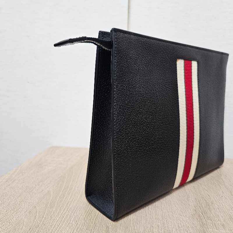 [ 回饋福利出清❣️] Gucci黑牛皮帆布織帶刺繡拉鏈手拿包-23