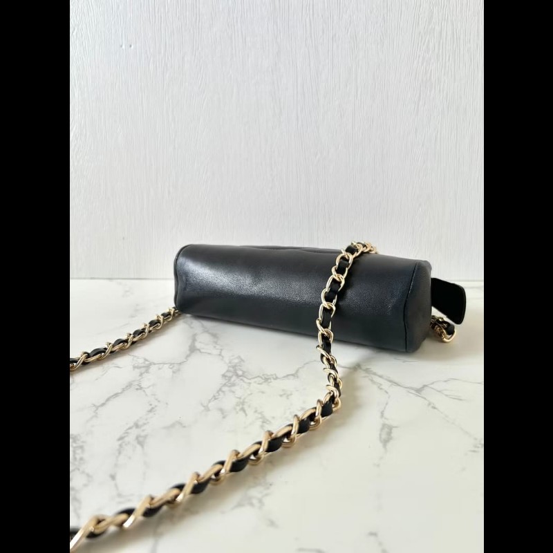 【LA LUNE】中古包 Chanel黑色小羊皮革斜背包 單肩包 側背包 二手包 古董包-2