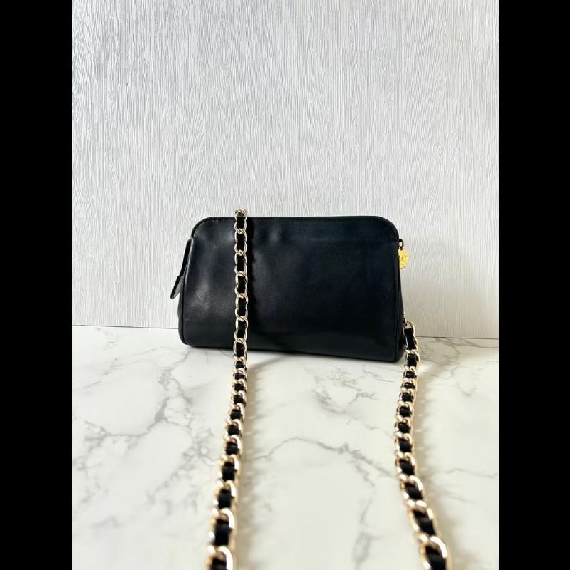 【LA LUNE】中古包 Chanel黑色小羊皮革斜背包 單肩包 側背包 二手包 古董包-8