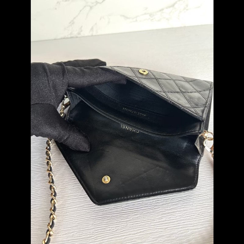 【LA LUNE】中古包 Chanel黑色信封翻蓋小包 斜背包 單肩包 側背包 二手包-2