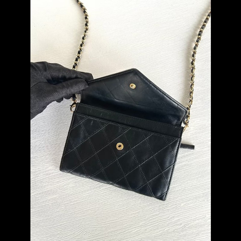 【LA LUNE】中古包 Chanel黑色信封翻蓋小包 斜背包 單肩包 側背包 二手包-3