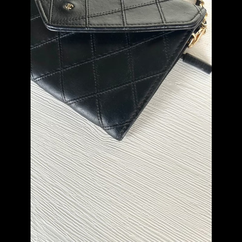 【LA LUNE】中古包 Chanel黑色信封翻蓋小包 斜背包 單肩包 側背包 二手包-4