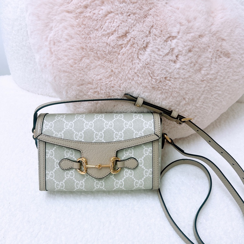 Gucci 1955 horsebit mini 米色馬鞍包-1