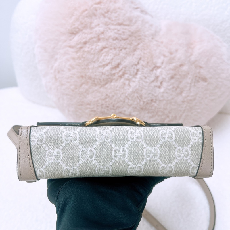Gucci 1955 horsebit mini 米色馬鞍包-3