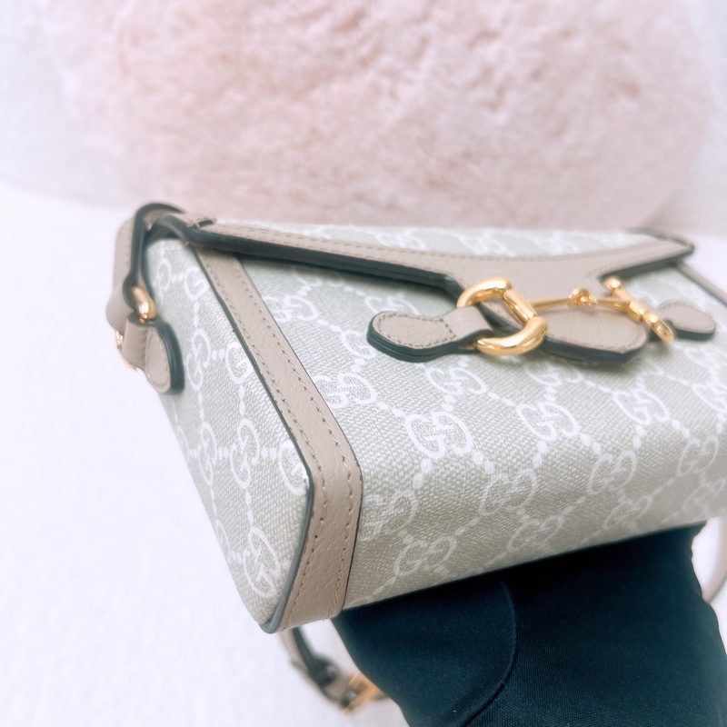 Gucci 1955 horsebit mini 米色馬鞍包-5