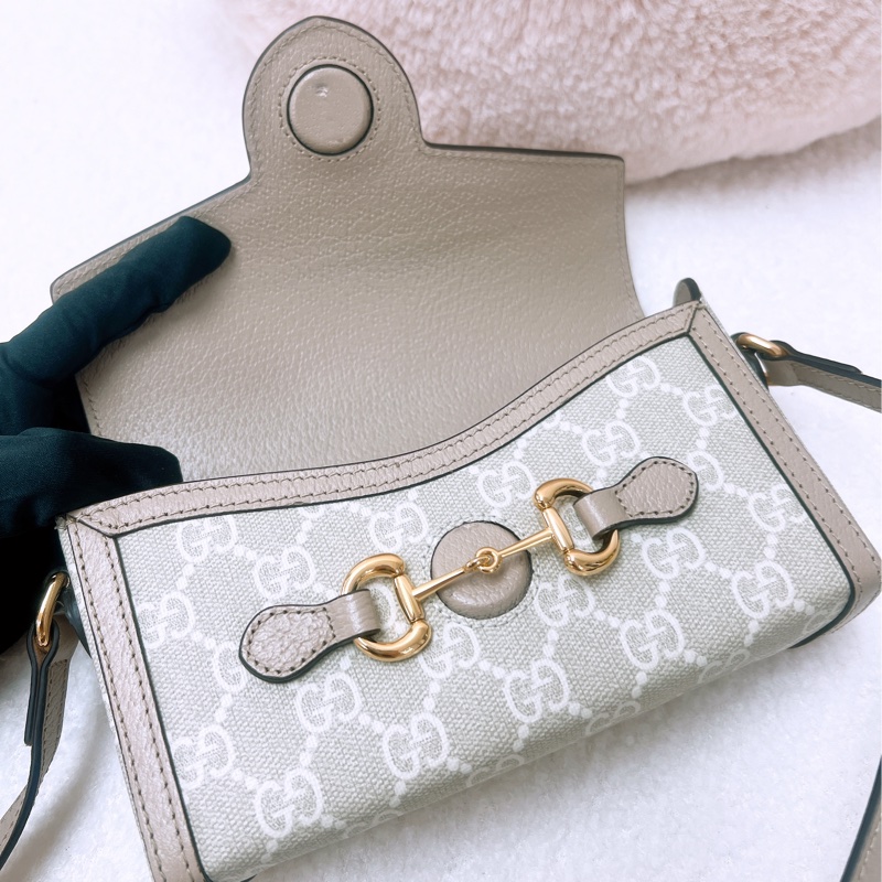 Gucci 1955 horsebit mini 米色馬鞍包-11