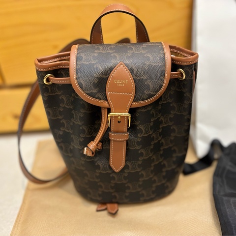 全新 Celine TRIOMPHE Folco 老花後背包mini 雙肩包