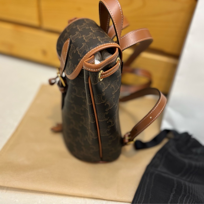 全新 Celine TRIOMPHE Folco 老花後背包mini 雙肩包-14