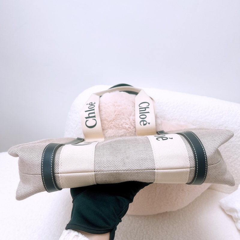 Chloe woody 中號深藍帆布托特包-1