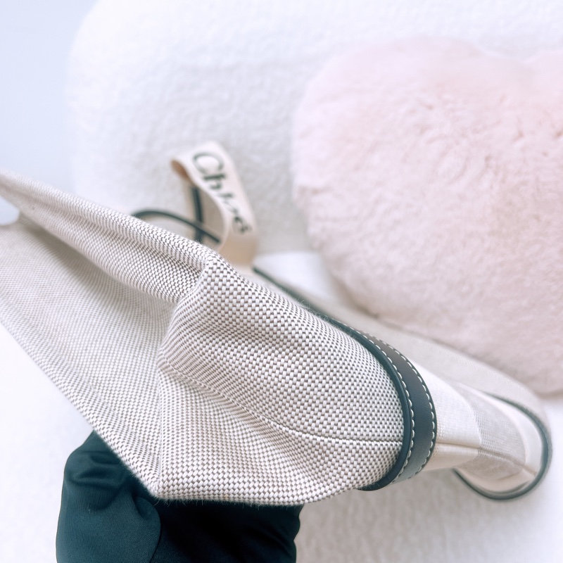 Chloe woody 中號深藍帆布托特包-6