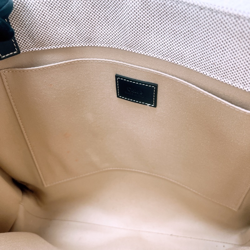 Chloe woody 中號深藍帆布托特包-8